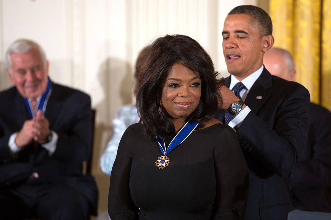 Oprah Winfrey receiving the Presidential Medal of Freedom, 2013