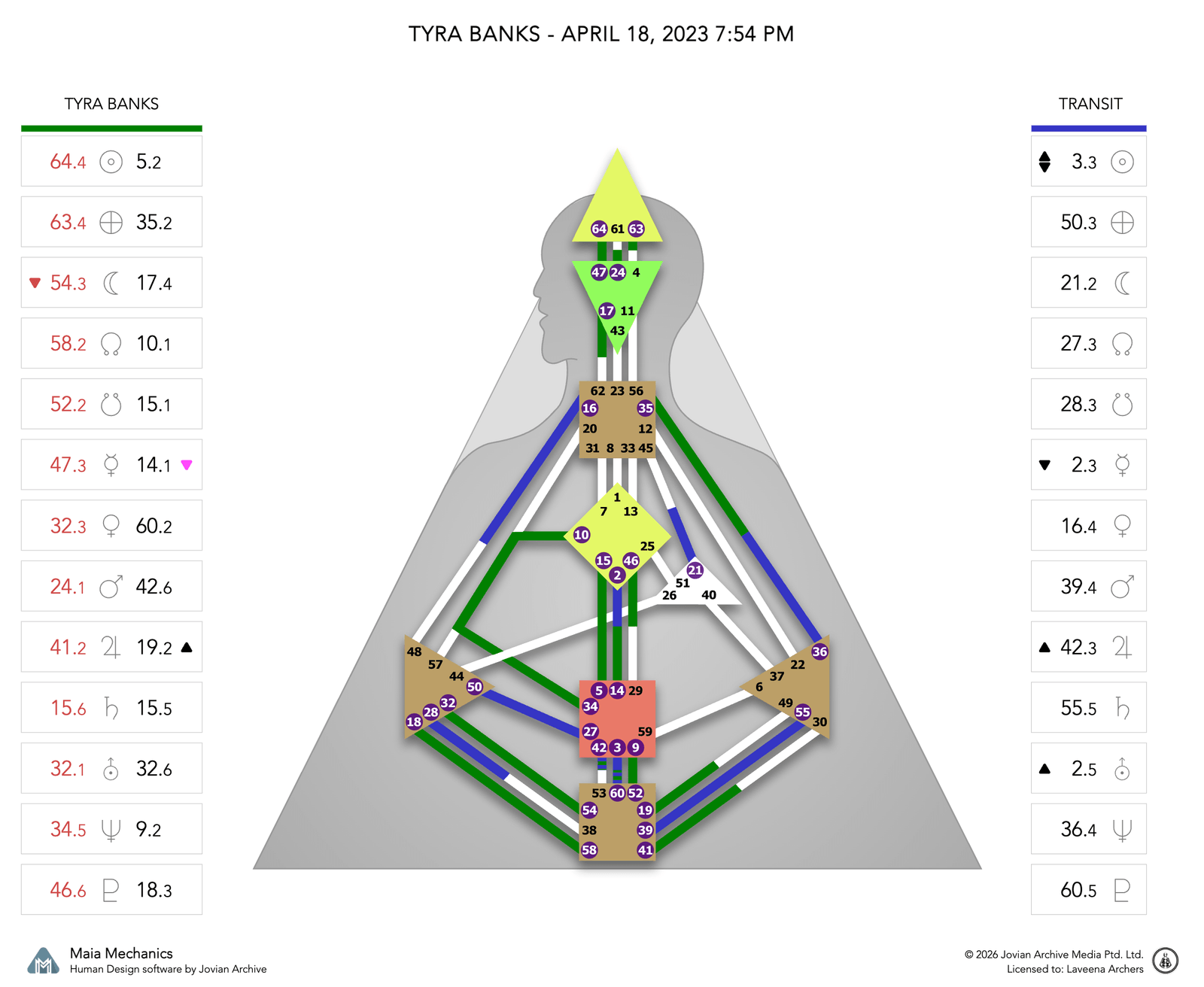 Tyra Banks's Chiron Return chart